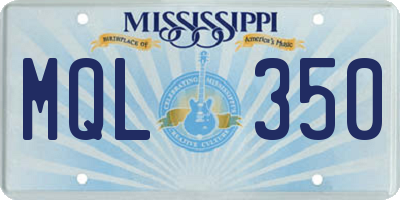 MS license plate MQL350
