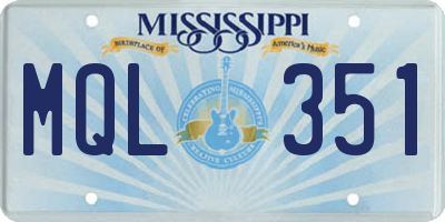 MS license plate MQL351