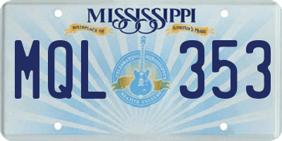 MS license plate MQL353
