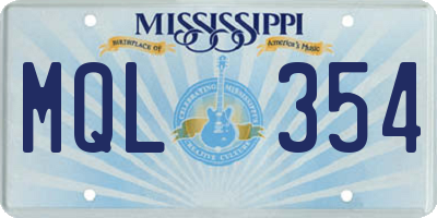 MS license plate MQL354