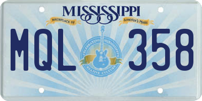 MS license plate MQL358