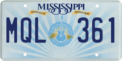 MS license plate MQL361