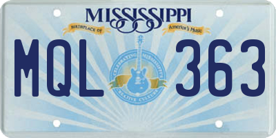 MS license plate MQL363