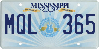 MS license plate MQL365