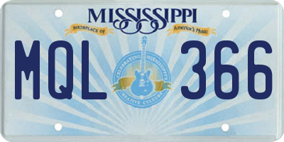 MS license plate MQL366