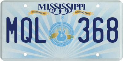 MS license plate MQL368