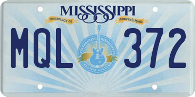 MS license plate MQL372