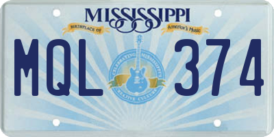 MS license plate MQL374