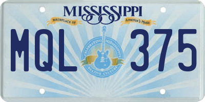 MS license plate MQL375