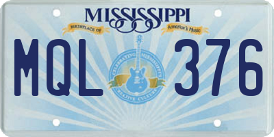 MS license plate MQL376