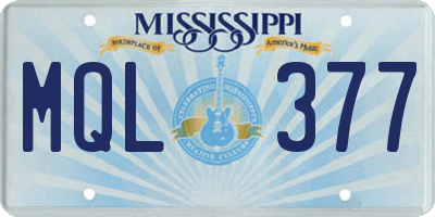 MS license plate MQL377