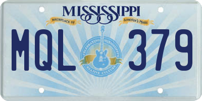 MS license plate MQL379
