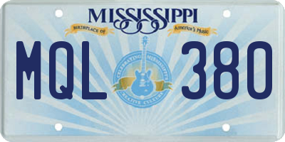 MS license plate MQL380