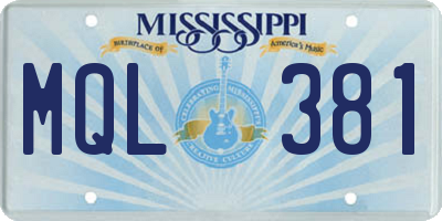 MS license plate MQL381