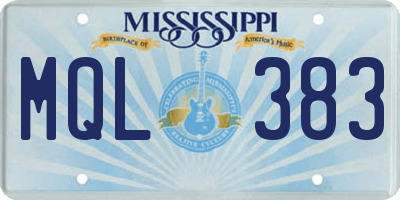 MS license plate MQL383