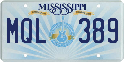 MS license plate MQL389