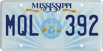 MS license plate MQL392
