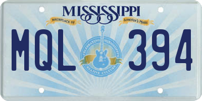 MS license plate MQL394