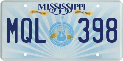 MS license plate MQL398