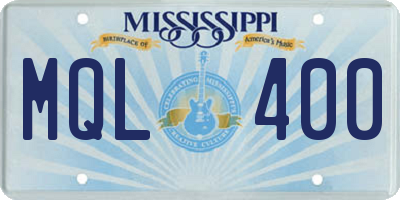 MS license plate MQL400