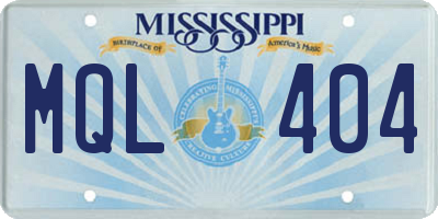 MS license plate MQL404