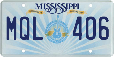 MS license plate MQL406