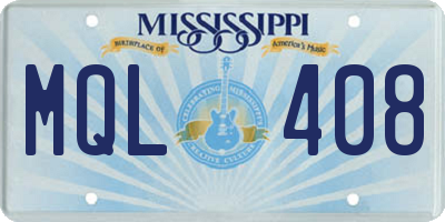 MS license plate MQL408
