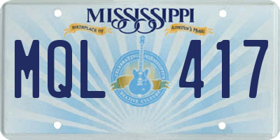MS license plate MQL417