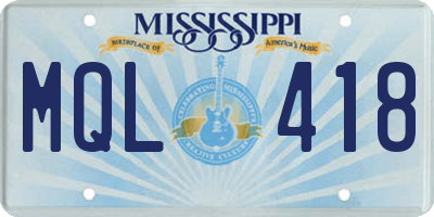 MS license plate MQL418