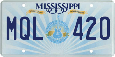 MS license plate MQL420