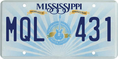 MS license plate MQL431