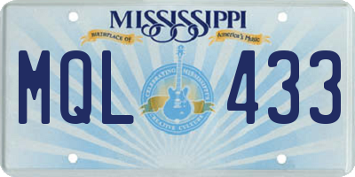 MS license plate MQL433