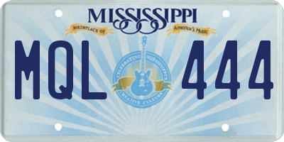 MS license plate MQL444