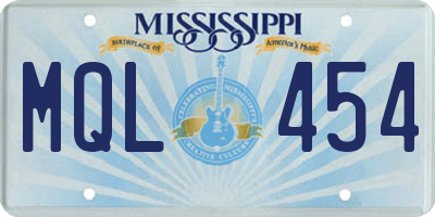 MS license plate MQL454