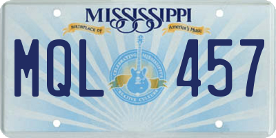 MS license plate MQL457