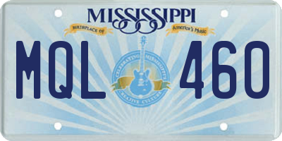 MS license plate MQL460