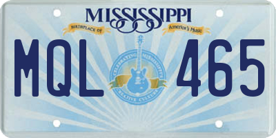 MS license plate MQL465