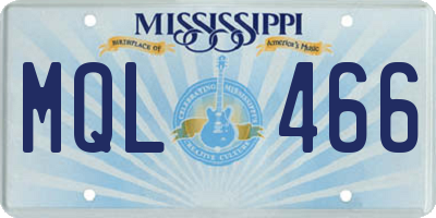 MS license plate MQL466