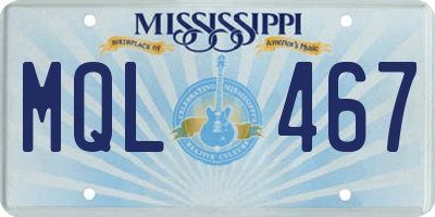 MS license plate MQL467