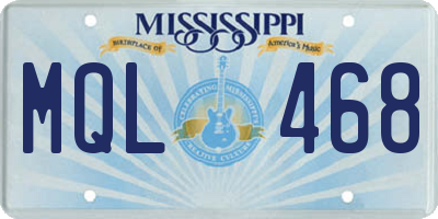 MS license plate MQL468