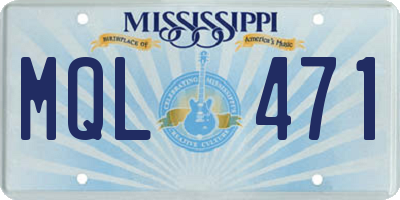 MS license plate MQL471