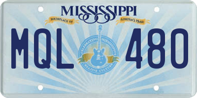 MS license plate MQL480