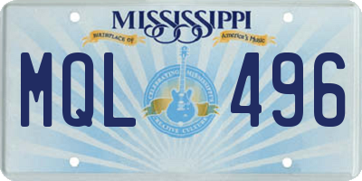 MS license plate MQL496