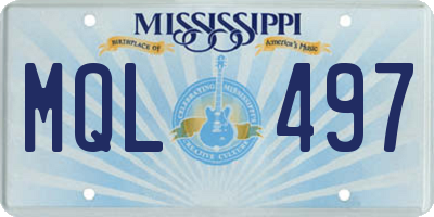 MS license plate MQL497