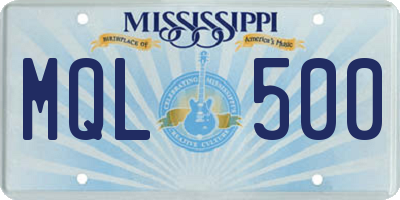 MS license plate MQL500