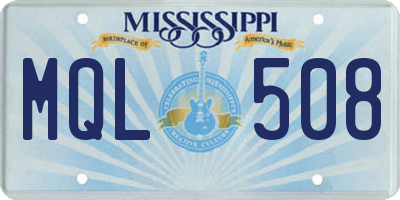 MS license plate MQL508