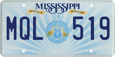 MS license plate MQL519
