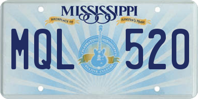 MS license plate MQL520