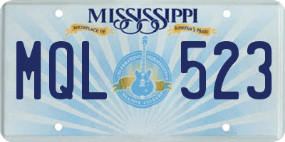 MS license plate MQL523