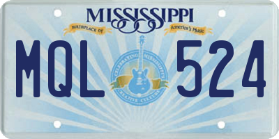 MS license plate MQL524